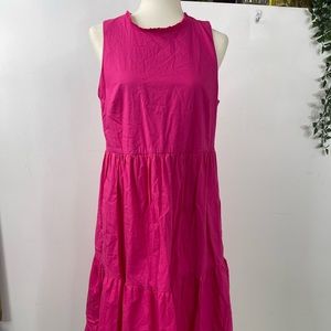 J. CREW Tiered Cotton Pink Sleeveless Sundress Size 10